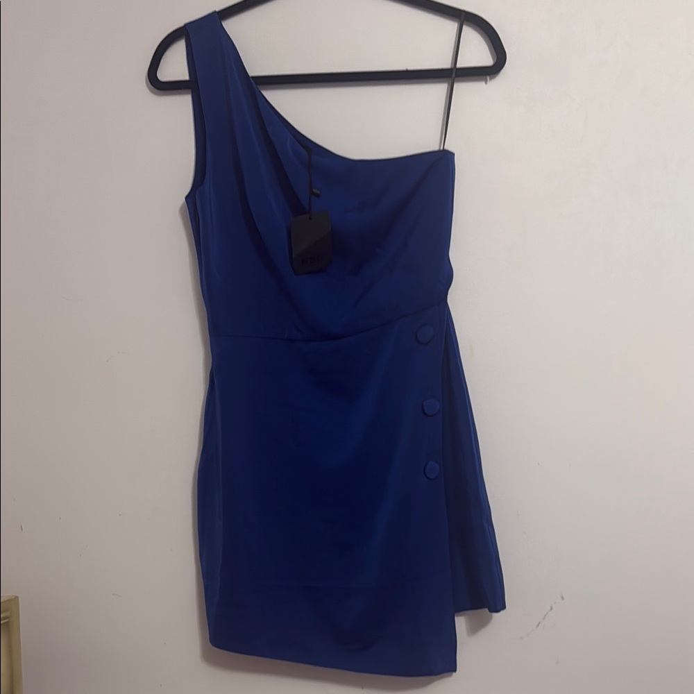 Blue One-Shoulder Dress